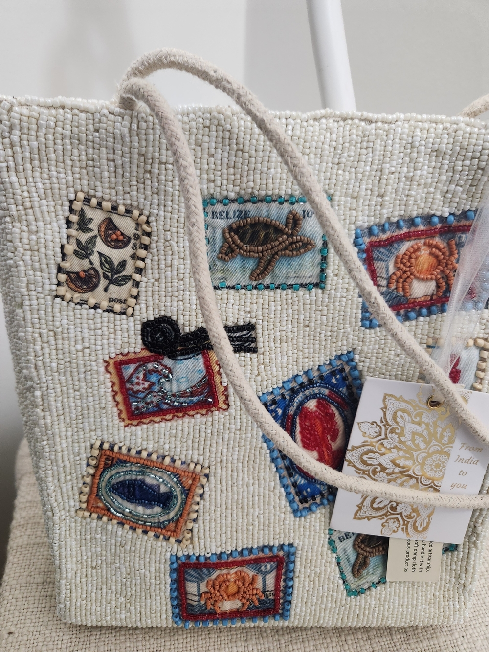 Embellished Cream Beaded Shoulder Bag! - Picture 7 of 8